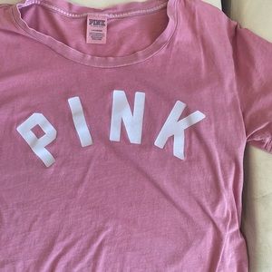 PINK short sleeve crop (at waist) tshirt